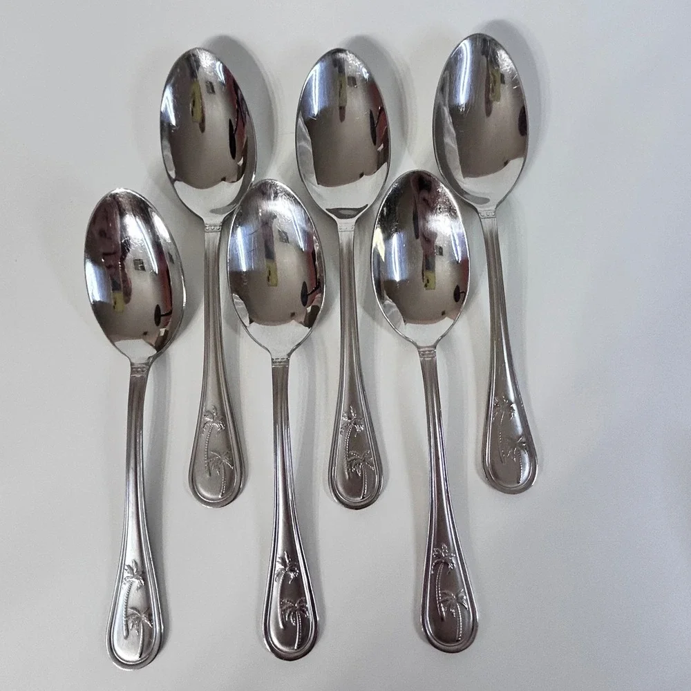 Towle PALM BREEZE Set of 6 Soup Spoons Flatware Silverware Stainless Steel